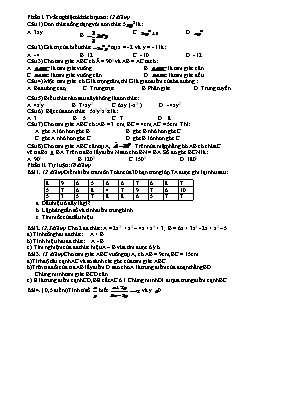Đề thi học kỳ II môn Toán Khối 7